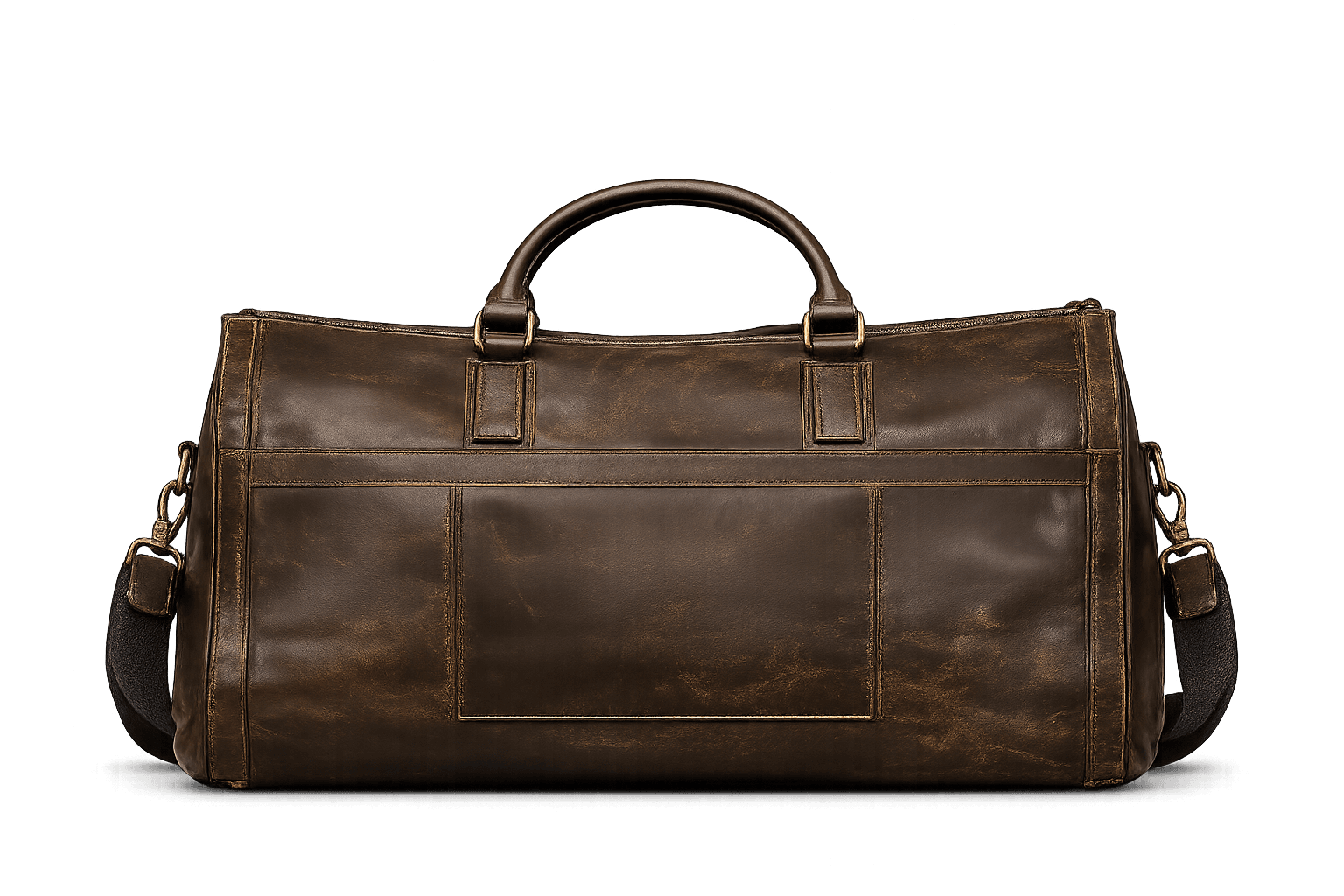 La Abuela Weekender in olive leather, back studio view